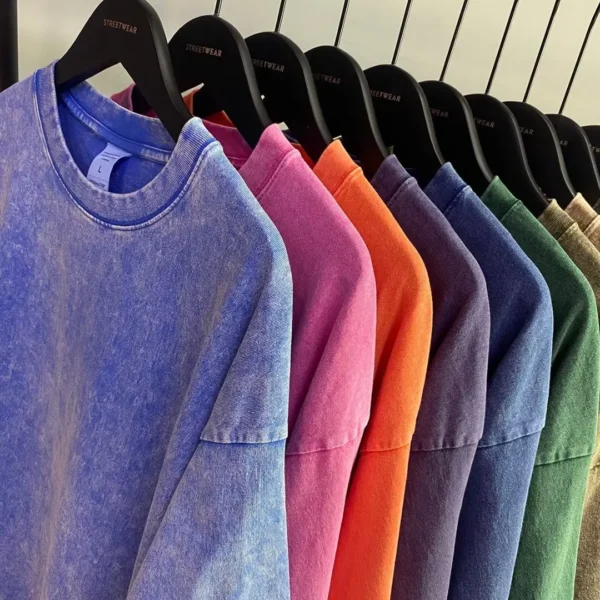 American Style Retro Heavyweight Solid Color Short Sleeved T-shirt Men Women Summer Street Trendy Washed Old Oversized Clothes - AliExpress 200000343 - Image 3