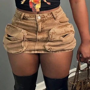 WGXWGX Women's High-Waisted Corduroy Mini Skirt Y2K Trendy Cargo Style with Pockets Retro Fashion Streetwear Skirts - AliExpress 200000345