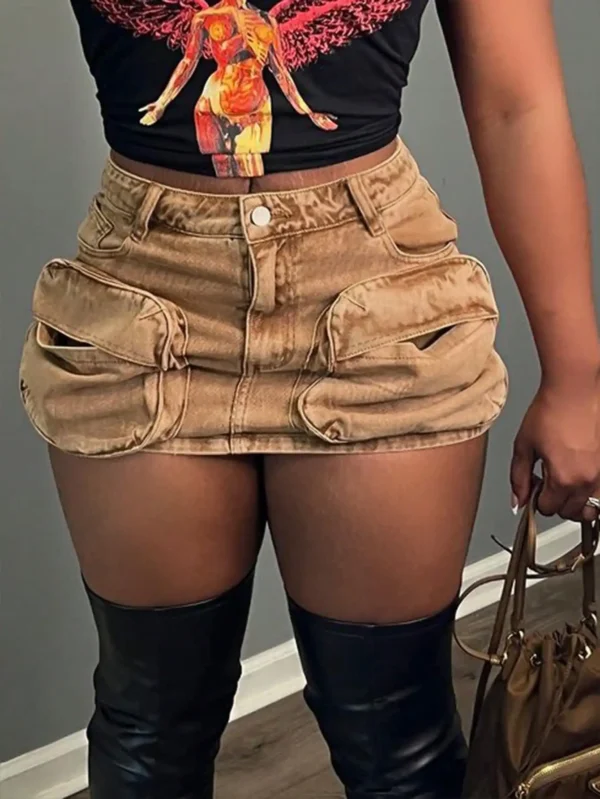 WGXWGX Women's High-Waisted Corduroy Mini Skirt Y2K Trendy Cargo Style with Pockets Retro Fashion Streetwear Skirts - AliExpress 200000345