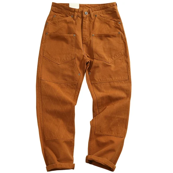 Amekaji American Retro Workwear Casual Pants for Men 2025 Spring Heavyweight Pocket Patchwork Loose Tapered Straight Cargo Pants - AliExpress 200000343 - Image 4
