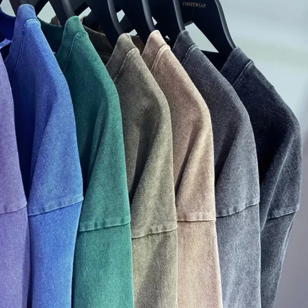 American Style Retro Heavyweight Solid Color Short Sleeved T-shirt Men Women Summer Street Trendy Washed Old Oversized Clothes - AliExpress 200000343 - Image 4