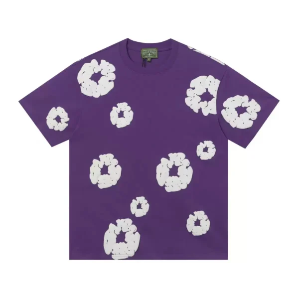 DENIM TEARS Cross border Hot selling Foam Cotton Flower Short sleeved T-shirt American Trendy Brand Men and Women - AliExpress 200000345 - Image 2