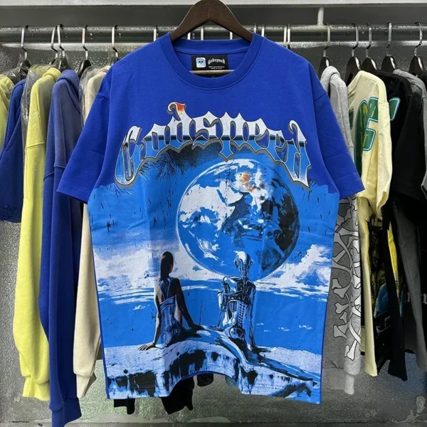 2025 GOD SPEED Life's A Gamble Big Face Godspeed Render Short Sleeve Men Women T-shirts O-Neck - AliExpress 200000343 - Image 6
