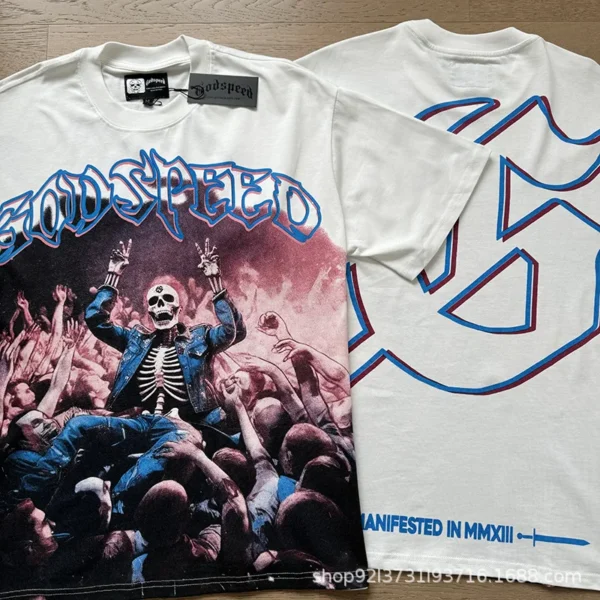 New beauty God skull speed rock band black short sleeve t-shirt trendy tops - AliExpress 200000343