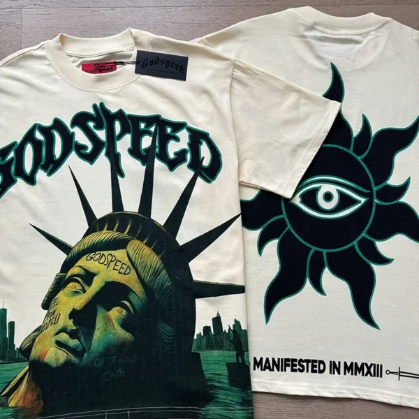 2025 God Speed Luxury Men's T-shirts Designer Brand Hollow Rock Band Retro Washed Short Sleeve T-shirts - AliExpress 200000343 - Image 3