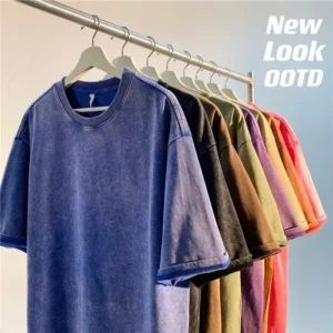 American Style Retro Heavyweight Solid Color Short Sleeved T-shirt Men Women Summer Street Trendy Washed Old Oversized Clothes - AliExpress 200000343