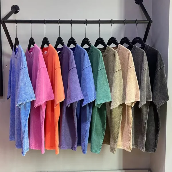 American Style Retro Heavyweight Solid Color Short Sleeved T-shirt Men Women Summer Street Trendy Washed Old Oversized Clothes - AliExpress 200000343 - Image 2